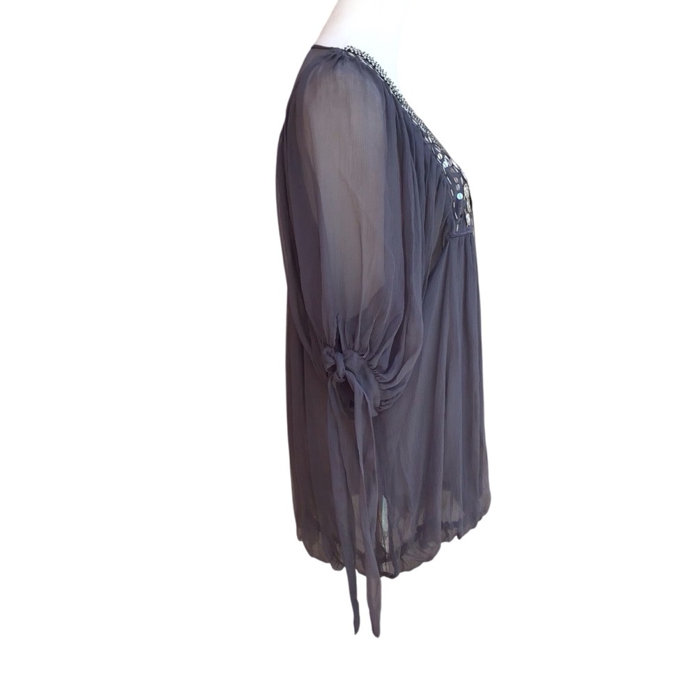 Sachin + Babi For Ankasa Gray Silk Embellished Blouse XL - Picture 5 of 7